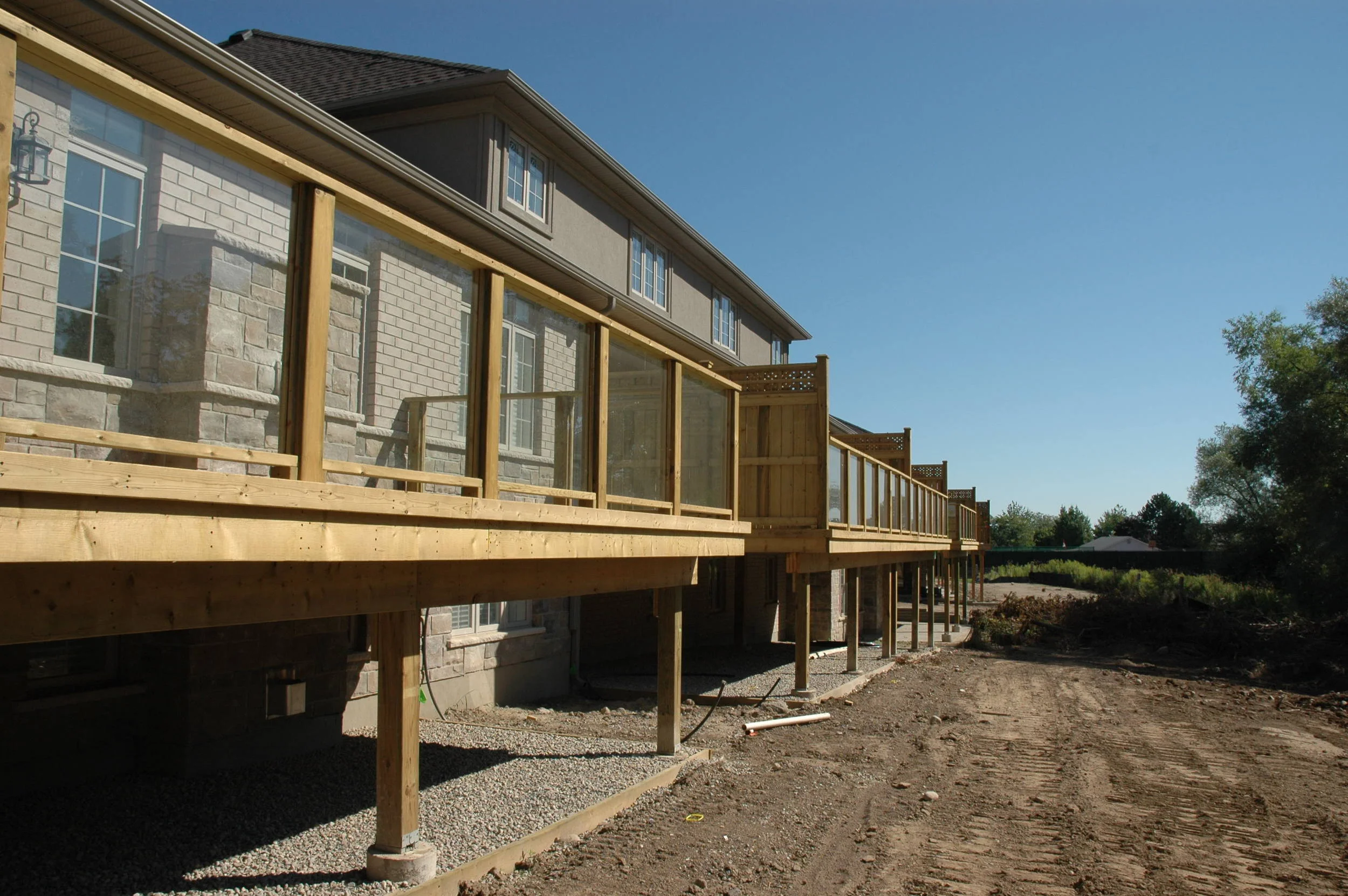 Commercial landscaping and deck construction project