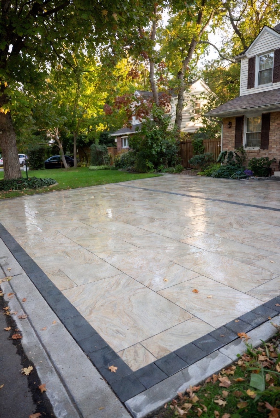 Premium interlocking stone driveway